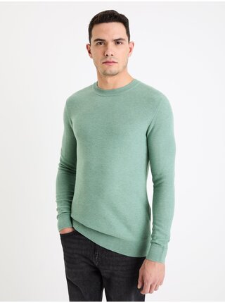 Zelený pánsky basic sveter Celio Bepic