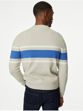 Svetlosivý pánsky sveter s pruhmi Marks & Spencer