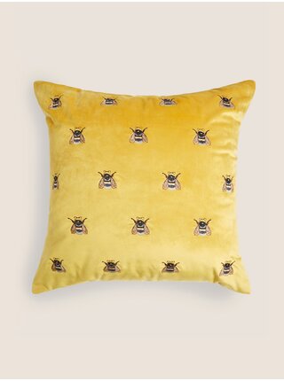 Žlutý sametový dekorativní polštář s motivem včel Marks & Spencer 