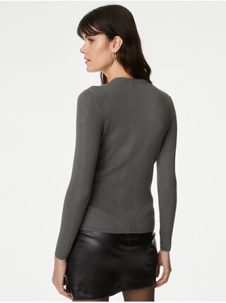 Šedý dámsky rebrovaný sveter Marks & Spencer