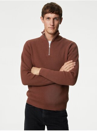 Hnědý pánský svetr se stojáčkem Marks & Spencer   