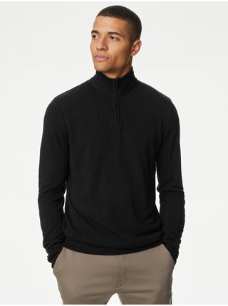 Čierny pánsky sveter so stojačikom Marks & Spencer Cashmilon™
