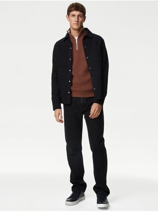 Hnědý pánský svetr se stojáčkem Marks & Spencer   
