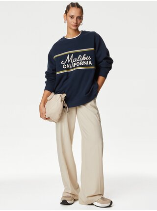 Mikina se sloganem a vysokým podílem bavlny Marks & Spencer námořnická modrá
