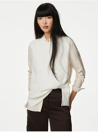 Krémová dámska svetrová vesta s prímesou vlny Marks & Spencer