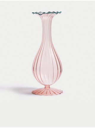 Střední žebrovaná úzká váza Marks & Spencer fialová
