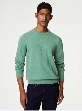 Zelený pánský basic svetr Marks & Spencer 