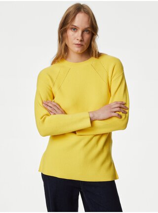 Žltý dámsky rebrovaný sveter Marks & Spencer