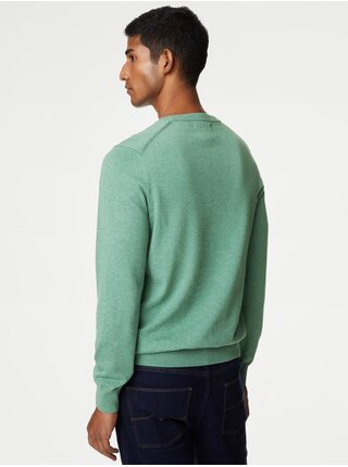 Zelený pánský basic svetr Marks & Spencer 