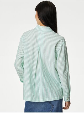 Světle zelená dámská pruhovaná volná košile Marks & Spencer   