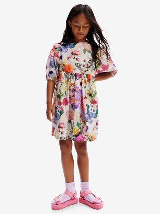 Fialovo-krémové holčičí květované šaty Desigual Akira