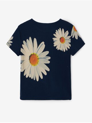 Tmavomodré dievčenské kvetované tričko Desigual Danerys