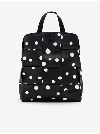 Bílo-černý dámský vzorovaný batoh Desigual New Splatter Sumy Mini