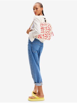Korálovo-béžový dámský květovaný batoh Desigual Onyx Mombasa Mini