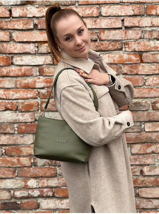 Zelená dámská kožená kabelka Elega Fluffy