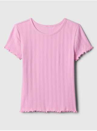 Růžové holčičí žebrované tričko GAP