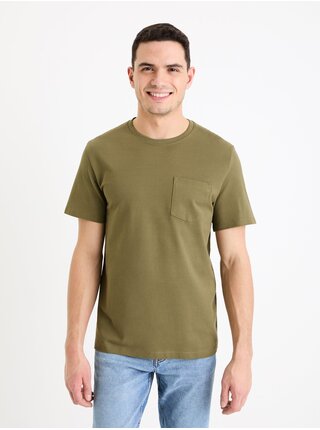 Khaki pánské basic tričko Celio Gepik 