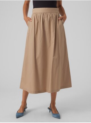 Béžová dámska midi sukňa Vero Moda Cilla