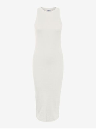 Bílé dámské pouzdrové basic šaty AWARE by VERO MODA Lavender