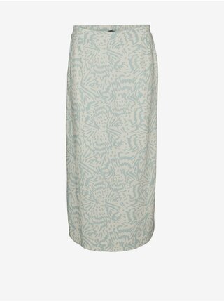 Krémová vzorovaná midi sukně s příměsí lnu Vero Moda Mymilo