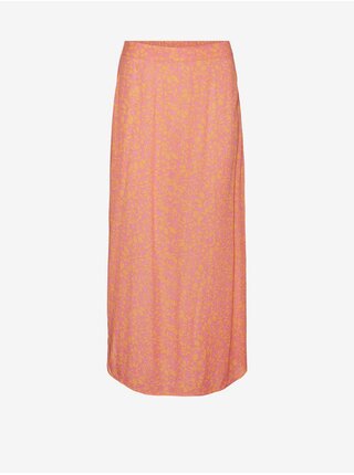 Ružovo-oranžová dámska kvetovaná maxi sukňa Vero Moda Menny