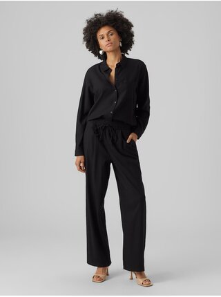 Černé dámské kalhoty s příměsí lnu Vero Moda Jesmilo