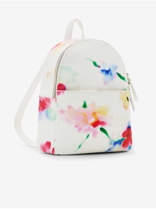 Bílý dámský květovaný batoh Desigual Liquidflower Mombasa Mini