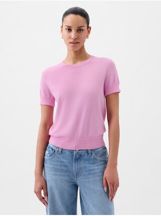 Růžový dámský svetr s krátkým rukávem GAP