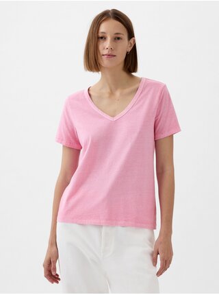Růžové dámské basic tričko GAP