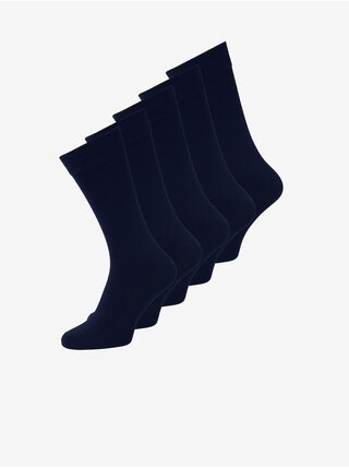 Sada pěti párů pánských ponožek v tmavě modré barvě Jack & Jones Jens 