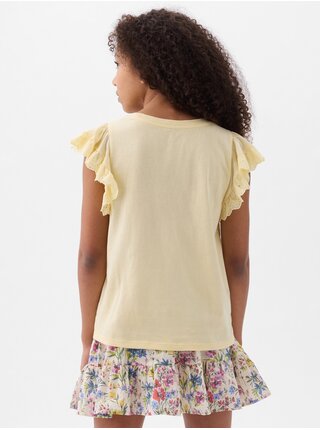 Světle žluté holčičí tričko s volánky GAP