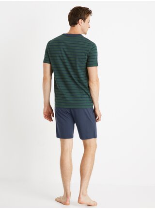Modro-zelené pánské pruhované krátké pyžamo Celio Cible 
