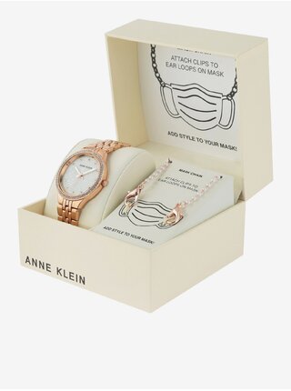 Sada hodiniek a retiazky v ružovozlatej farbe Anne Klein