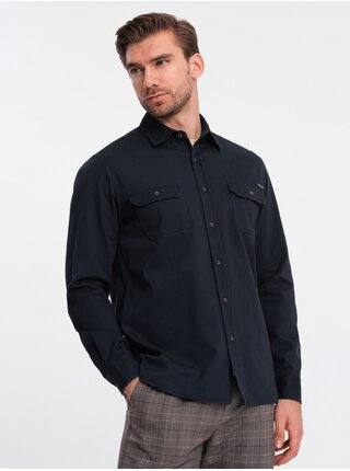 Tmavě modrá pánská svrchní košile Ombre Clothing