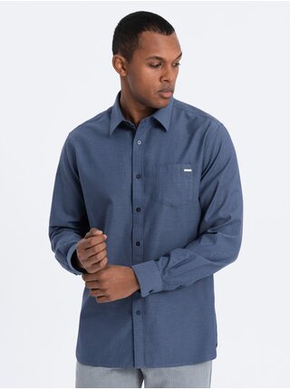 Tmavě modrá pánská košile Ombre Clothing