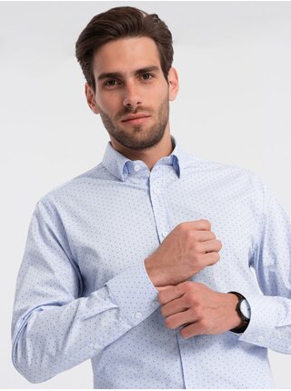 Svetlomodrá pánska vzorovaná košeľa Ombre Clothing