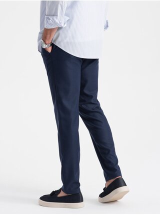 Tmavě modré pánské slim fit chino kalhoty Ombre Clothing