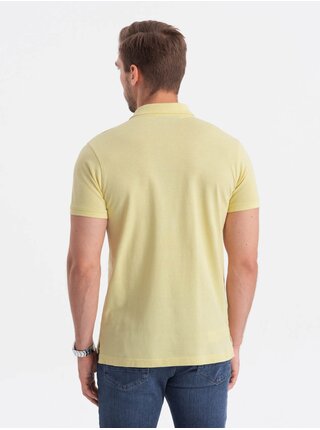 Světle žluté pánské polo tričko Ombre Clothing  