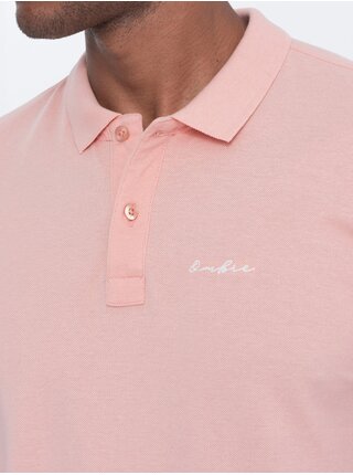 Růžové pánské polo tričko Ombre Clothing  