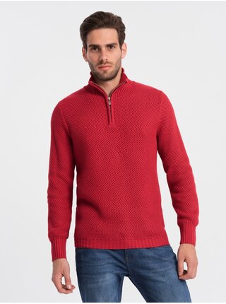 Červený pánský svetr s límcem Ombre Clothing
