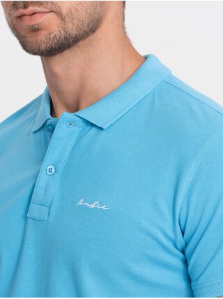 Světle modré pánské polo tričko Ombre Clothing  