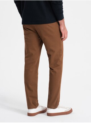 Hnedé pánske chino nohavice Ombre Clothing