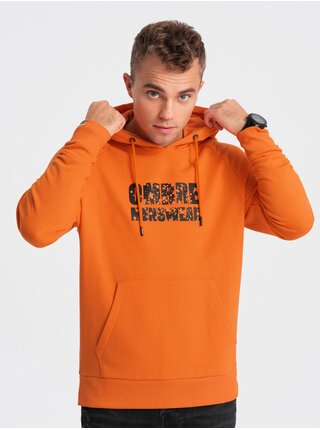 Oranžová pánska mikina Ombre Clothing