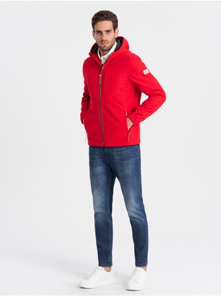 Červená pánská softshellová bunda Ombre Clothing