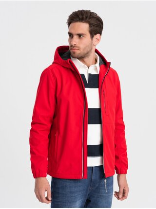 Červená pánska softshellová bunda Ombre Clothing