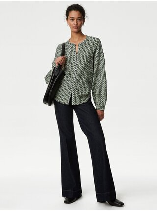 Zelená dámská vzorovaná halenka Marks & Spencer 