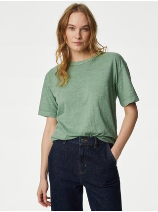 Zelené dámské žíhané tričko Marks & Spencer   