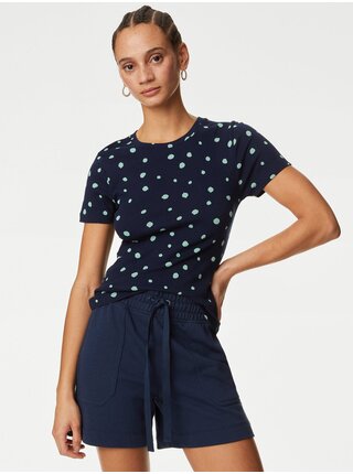 Tmavomodré dámske bodkované tričko Marks & Spencer