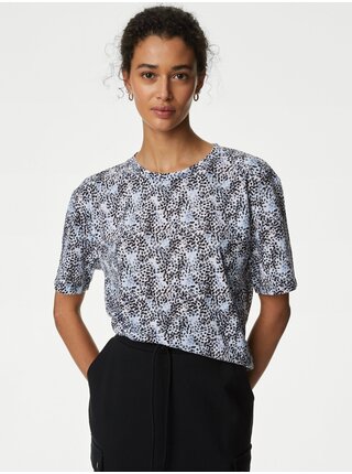 Modro-bílé dámské vzorované tričko Marks & Spencer  