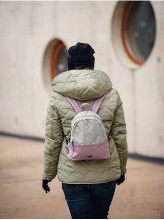 Fialovo-zelený dámsky bodkovaný ruksak VUCH Zane Mini Purple
